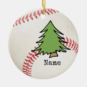 Baseball Christmas Ceramic Ornament