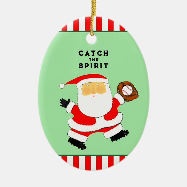 Baseball Christmas Collectable Ceramic Ornament (Front)