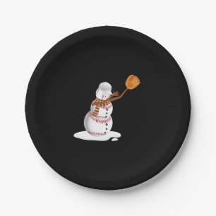 Baseball Christmas Dubbing Snowman Gift Mum or Dad Paper Plate