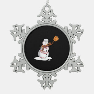 Baseball Christmas Dubbing Snowman Gift Mum or Dad Snowflake Pewter Christmas Ornament