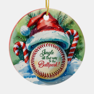 Baseball Christmas Festive Baseball Ceramic Ornament