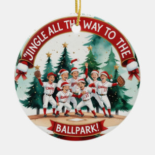 Baseball Christmas Festive Baseball Ceramic Ornament