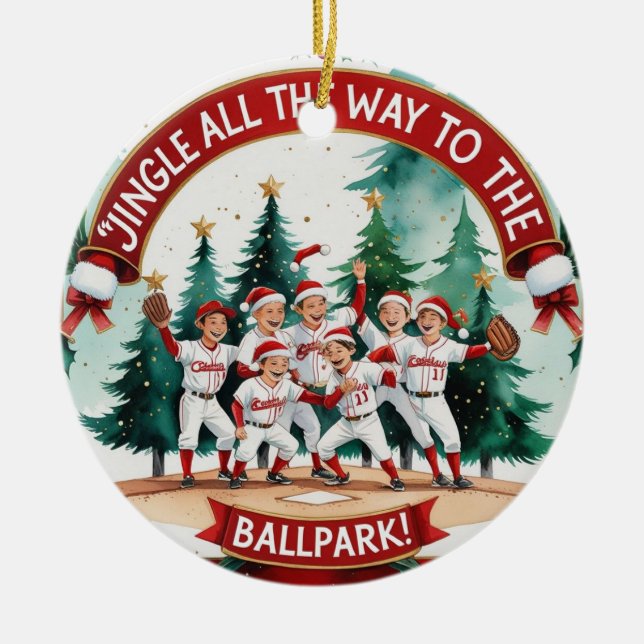 Baseball Christmas Festive Baseball Ceramic Ornament (Front)