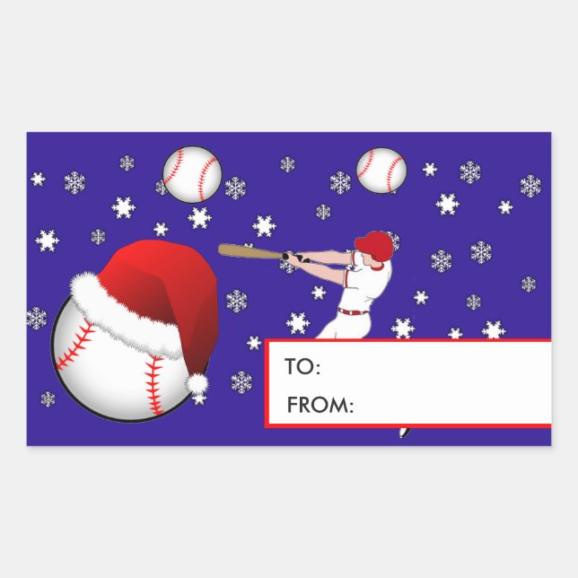 Baseball Christmas Gift Tag Stickers (Front)