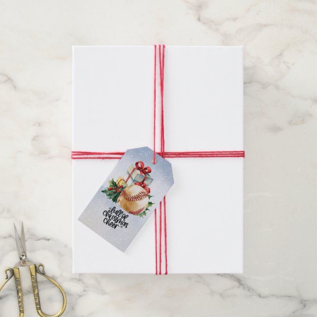 Baseball Christmas  Gift Tags (With Twine)