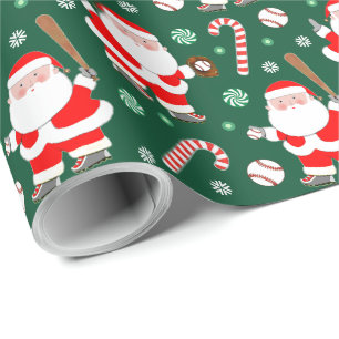 Baseball Christmas Gift Wrapping Paper