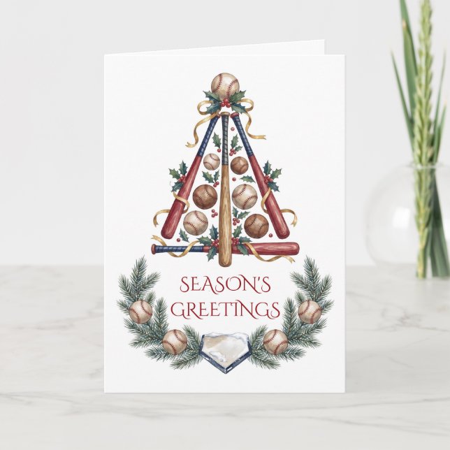 Baseball Christmas Greeting Card (Front)
