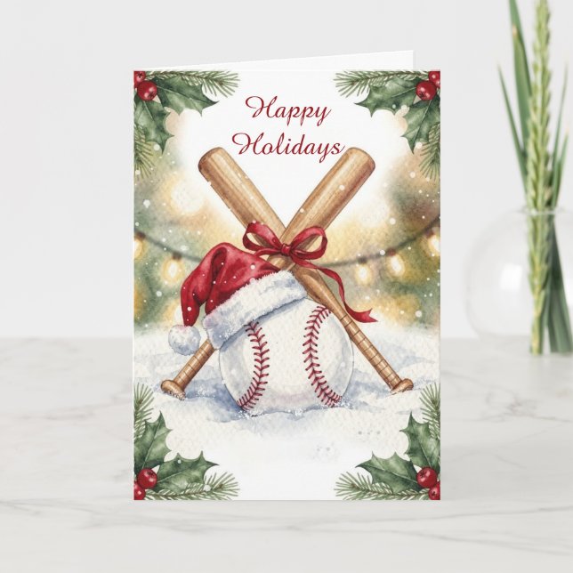 Baseball Christmas Greeting Card (Front)