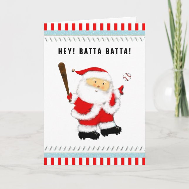 Baseball Christmas Greeting Holiday Card (Front)