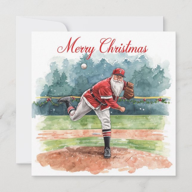Baseball Christmas  Holiday Card (Front)