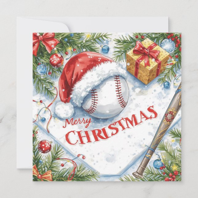 Baseball Christmas  Holiday Card (Front)