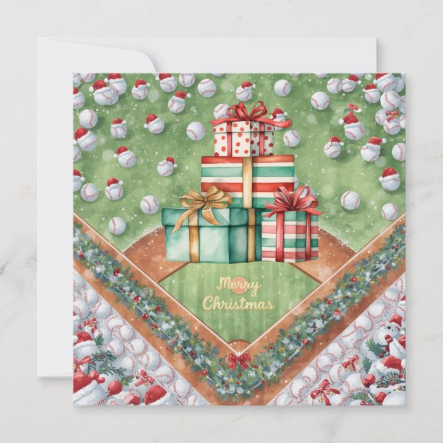 Baseball Christmas  Holiday Card (Front)