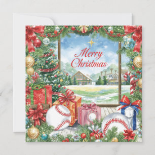 Baseball Christmas  Holiday Card
