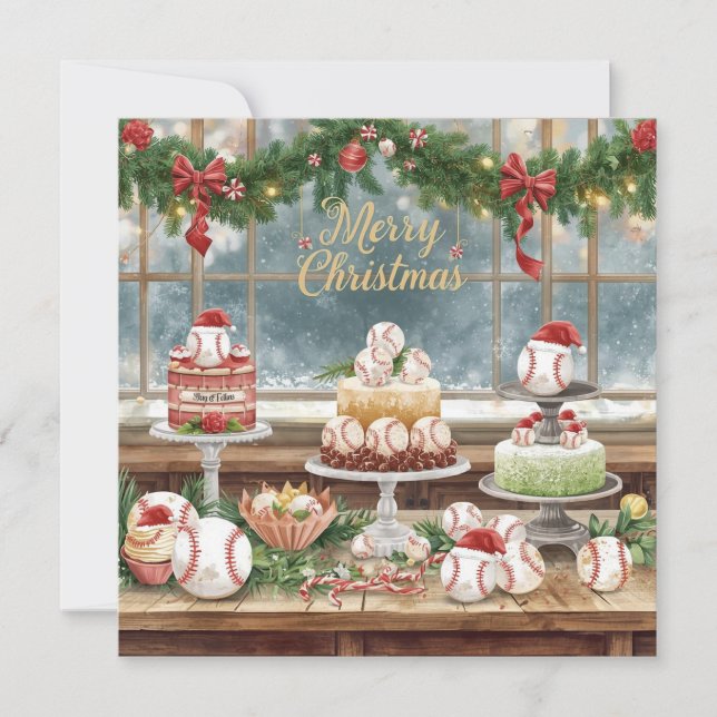 Baseball Christmas  Holiday Card (Front)
