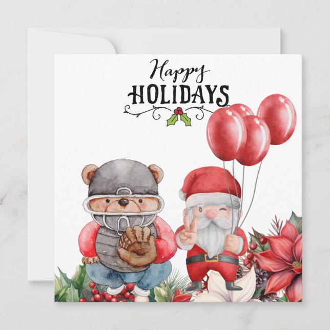 Baseball Christmas  Holiday Card (Front)