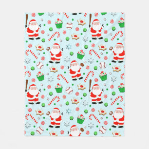 Baseball Christmas Holiday Fleece Blanket