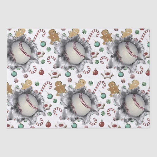 Baseball Christmas Holiday Gift Tissue Paper (Front)