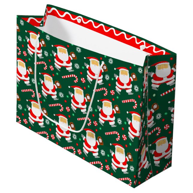 Baseball Christmas Holiday Large Gift Bag (Front Angled)