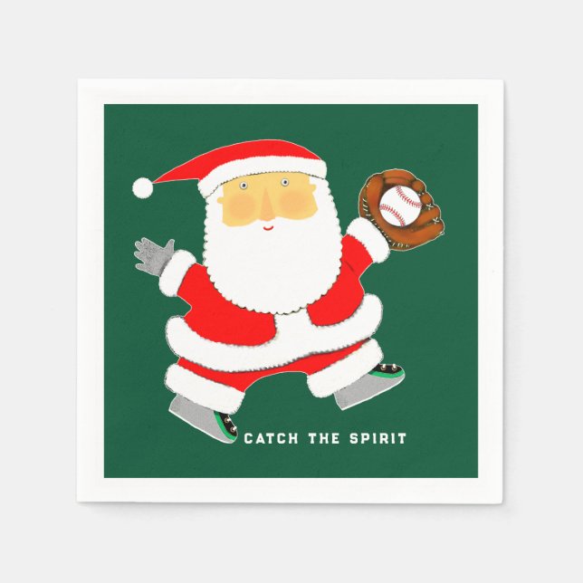 Baseball Christmas Holiday Napkin (Front)
