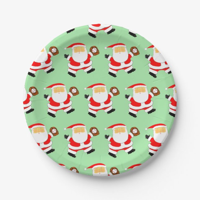 Baseball Christmas Holiday Party Paper Plate (Front)