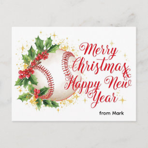 Baseball Christmas Holiday Postcard