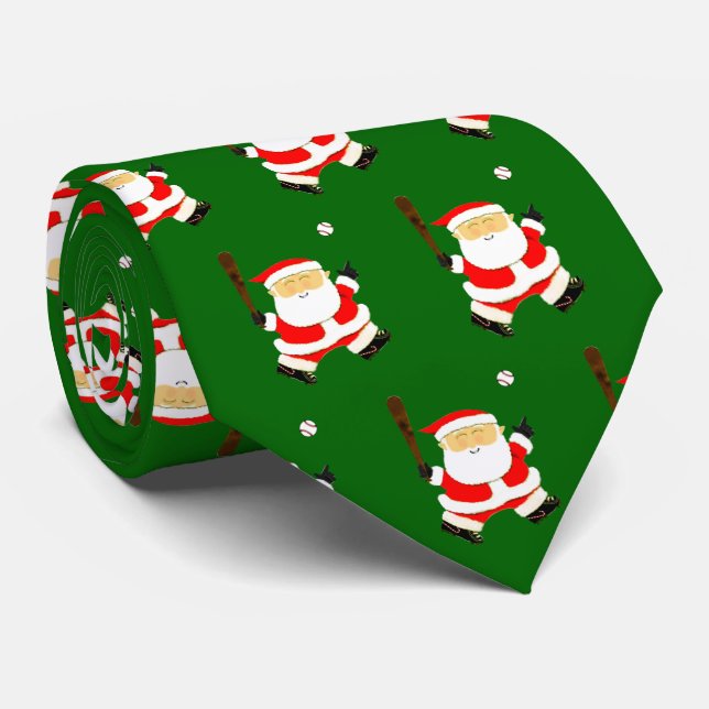 Baseball Christmas Holiday Tie (Rolled)