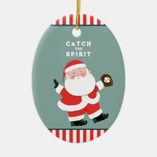 Baseball Christmas Keepsake Ceramic Ornament