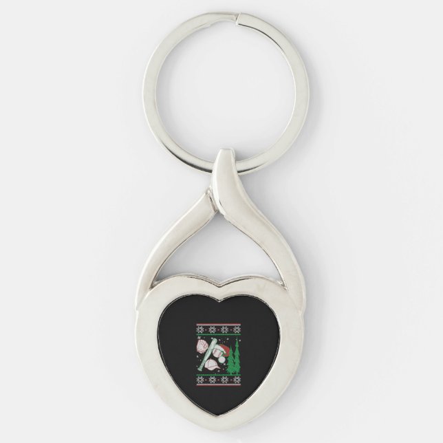 Baseball Christmas  Key Ring (Front)