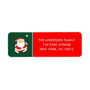 Baseball Christmas Label Return Address Label