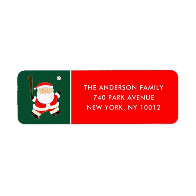 Baseball Christmas Label Return Address Label (Front)