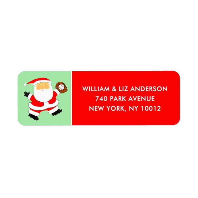 Baseball Christmas Label Return Address Label (Front)