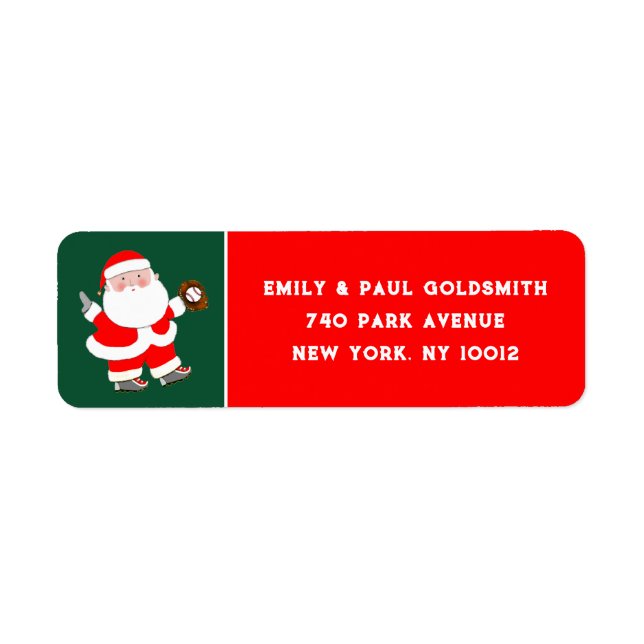 Baseball Christmas Label Return Address Label (Front)