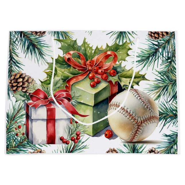 Baseball Christmas  Large Gift Bag (Front)