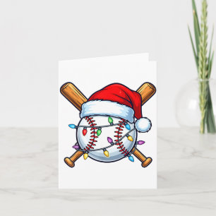 Baseball Christmas Lights Santa Christmas Baseball Card