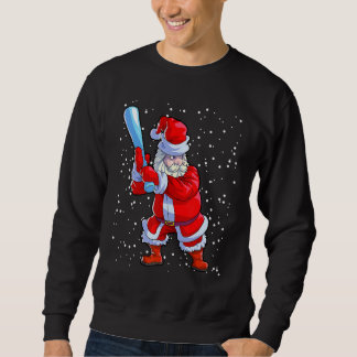 Baseball Christmas  Men Boys Softball Santa Claus Sweatshirt