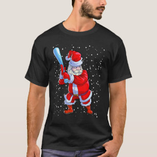 Baseball Christmas  Men Boys Softball Santa Claus T-Shirt