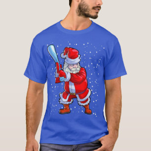 Baseball Christmas Men Boys Softball Santa Claus T-Shirt