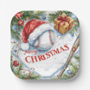 Baseball Christmas Paper Plate
