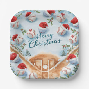 Baseball Christmas Paper Plates