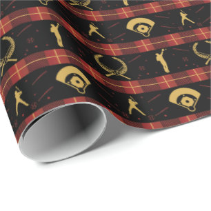 Baseball Christmas - Red Check Pattern Wrapping Paper
