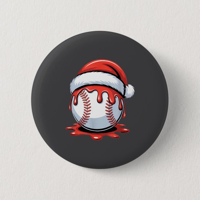 Baseball Christmas Santa Hat Dripng Festive Holida 6 Cm Round Badge (Front)
