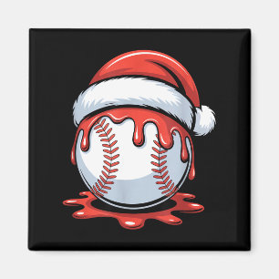 Baseball Christmas Santa Hat Dripng Festive Holida Magnet