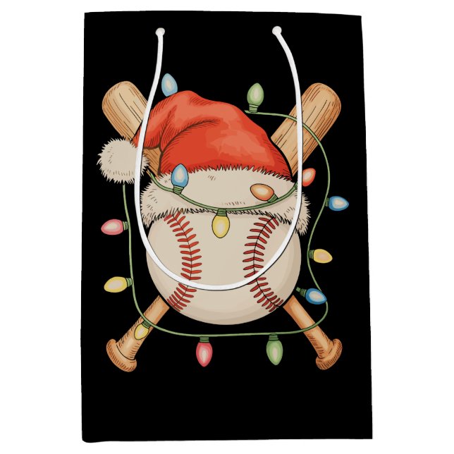 Baseball Christmas Santa Hat Xmas Holiday Season Medium Gift Bag (Front)