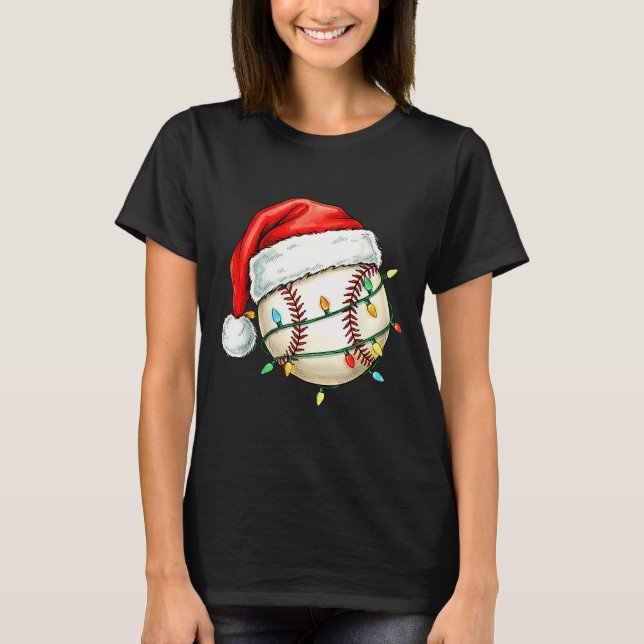 Baseball Christmas Shirt Funny Santa Hat Srt Men K (Front)