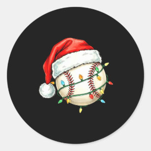 Baseball Christmas Shirt Funny Santa Hat Srt Men K Classic Round Sticker
