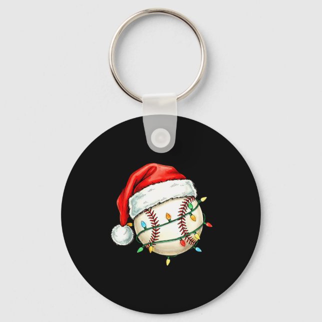 Baseball Christmas Shirt Funny Santa Hat Srt Men K Key Ring (Front)