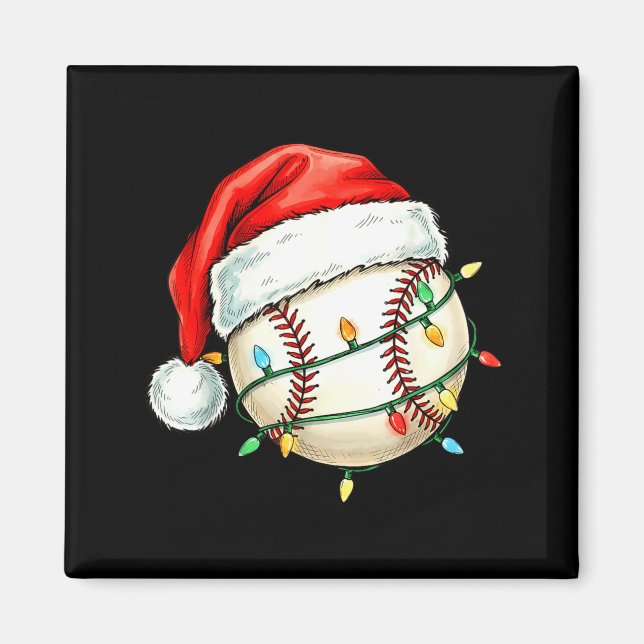 Baseball Christmas Shirt Funny Santa Hat Srt Men K Magnet (Front)