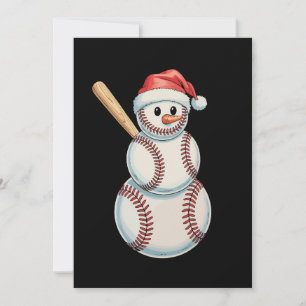 Baseball Christmas Snowman Playing Sports Holiday Card