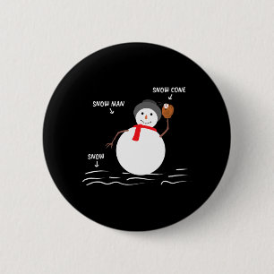 Baseball Christmas Snowman Snow Cone Catch Design 6 Cm Round Badge