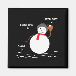 Baseball Christmas Snowman Snow Cone Catch Design Magnet
